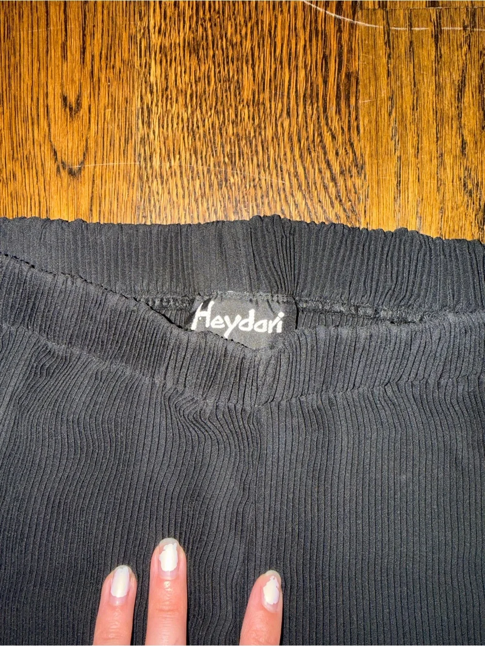 Heydari Black Ribbed Wide-Leg Knit Pants